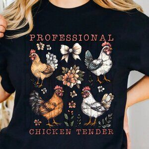 Next Level Tee In Black Featuring Cute PROFESSIONAL CHICKEN TENDER Design.